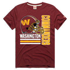 Washington Commanders Homage Helmet Stripe Tri-Blend T-Shirt - Burgundy - NFL