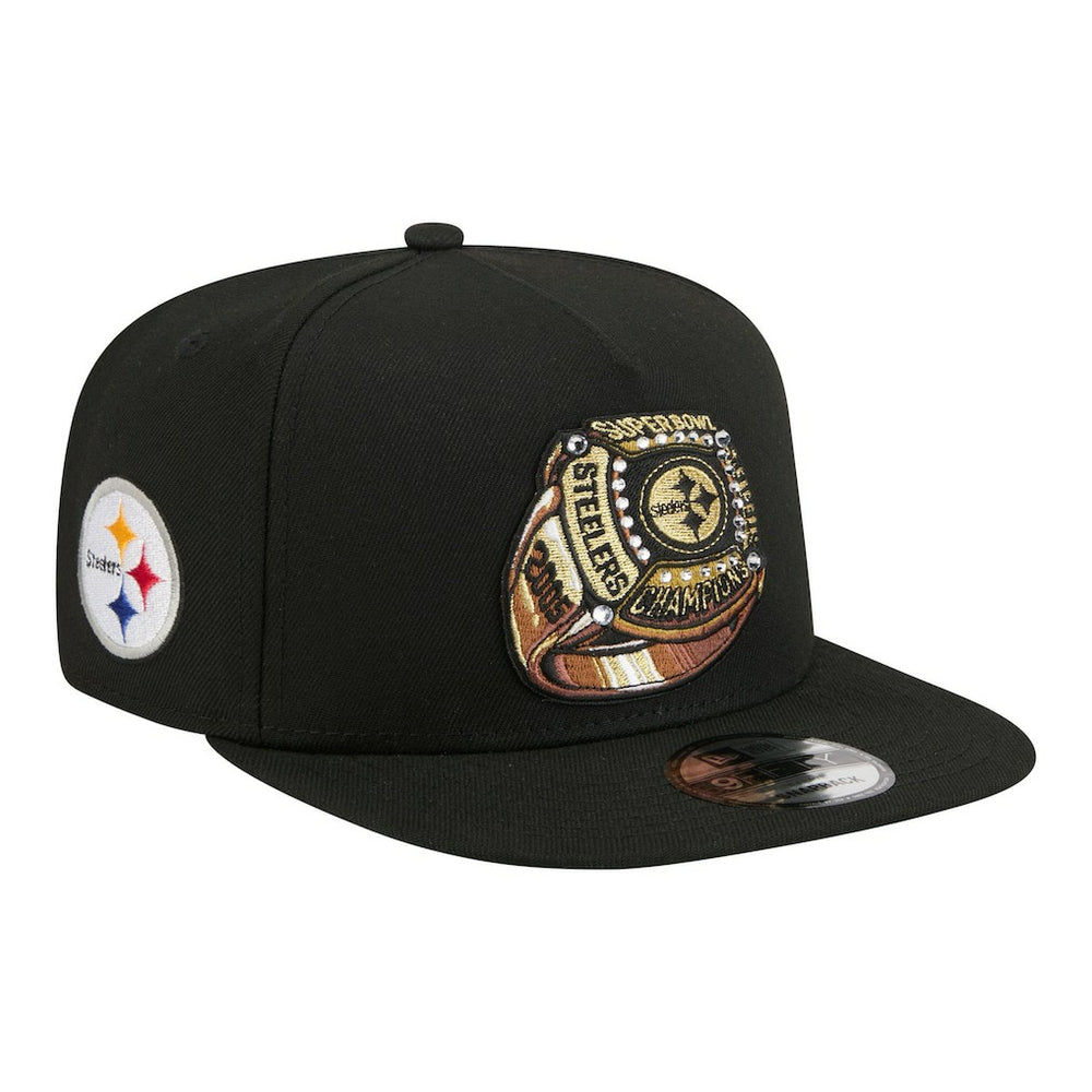 Pittsburgh Steelers New Era Super Bowl Ring 9FIFTY A-Frame Adjustable Hat - Black - NFL