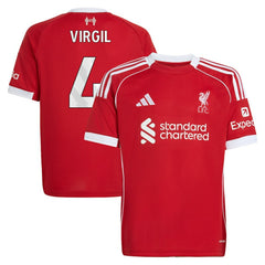Adidas - Virgil van Dijk Liverpool Youth 2025/26 Home Replica Jersey - Red