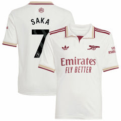 Adidas - Bukayo Saka Arsenal Youth 2025/26 Third Replica Player Jersey - White