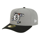 New Era Brooklyn Nets Injection Cartoon Logo A-Frame 59FIFTY Fitted Hat Gray
