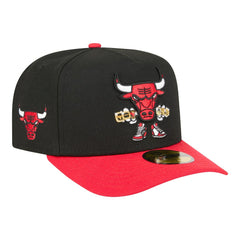 New Era Chicago Bulls Injection Cartoon Logo A-Frame 59FIFTY Fitted Hat Black