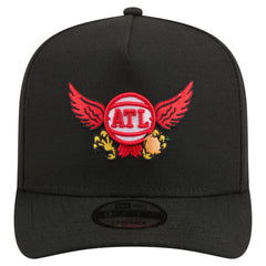 New Era Atlanta Hawks Injection Cartoon Logo A-Frame 9FIFTY Adjustable Hat Black