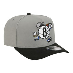 New Era Brooklyn Nets Injection Cartoon Logo A-Frame 9FIFTY Adjustable Hat Gray