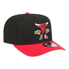 New Era Chicago Bulls Injection Cartoon Logo A-Frame 9FIFTY Adjustable Hat Black