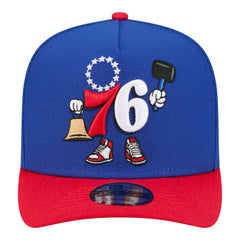 New Era Philadelphia 76ers Injection Cartoon Logo A-Frame 9FIFTY Adjustable Hat Royal
