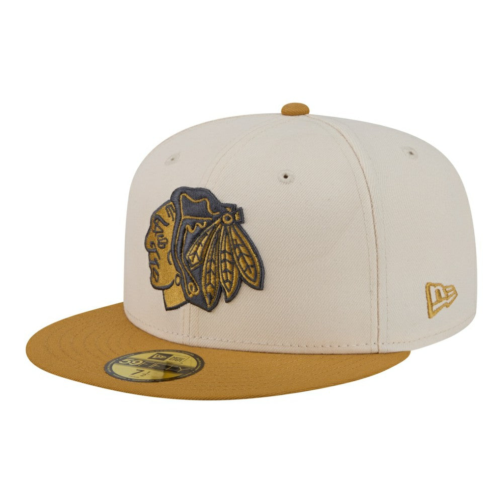 Chicago Blackhawks New Era Colorpack Two-Tone 59FIFTY Fitted Hat - Cream/Tan | New Era sale