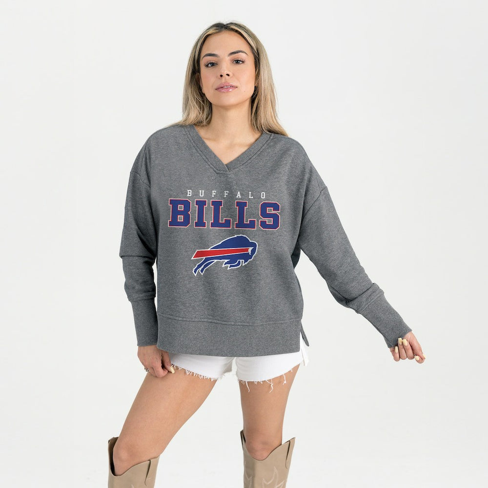 Buffalo Bills Gameday Couture Women's French Terry V-Neck Pullover Sweatshirt - Gray - NFL