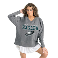 Philadelphia Eagles Gameday Couture Women's French Terry V-Neck Pullover Sweatshirt - Gray - NFL