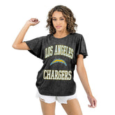 Los Angeles Chargers Gameday Couture Women's Relaxed Flutter Sleeve T-Shirt - Black - NFL
