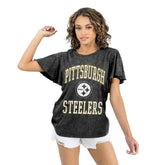 Pittsburgh Steelers Gameday Couture Women's Relaxed Flutter Sleeve T-Shirt - Black - NFL