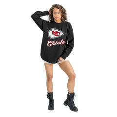 Kansas City Chiefs Gameday Couture Women's Oversized Long Sleeve T-Shirt - Black - NFL