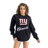 New York Giants Gameday Couture Women's Oversized Long Sleeve T-Shirt - Black - NFL