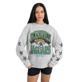 Jacksonville Jaguars Gameday Couture Women's Resilience Relaxed Rhinestone Pullover Sweatshirt - Ash - NFL