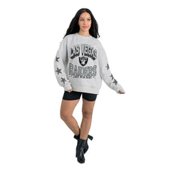 Las Vegas Raiders Gameday Couture Women's Resilience Relaxed Rhinestone Pullover Sweatshirt - Ash - NFL