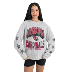 Arizona Cardinals Gameday Couture Women's Resilience Relaxed Rhinestone Pullover Sweatshirt - Ash - NFL