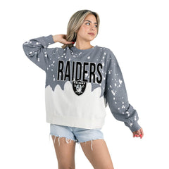 Las Vegas Raiders Gameday Couture Women's Oversized Faded Wash Tri-Blend Pullover Sweatshirt - Gray - NFL