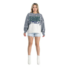 Seattle Seahawks Gameday Couture Women's Oversized Faded Wash Tri-Blend Pullover Sweatshirt - Gray - NFL