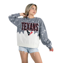 Houston Texans Gameday Couture Women's Oversized Faded Wash Tri-Blend Pullover Sweatshirt - Gray - NFL