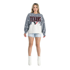 Houston Texans Gameday Couture Women's Oversized Faded Wash Tri-Blend Pullover Sweatshirt - Gray - NFL