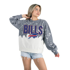 Buffalo Bills Gameday Couture Women's Oversized Faded Wash Tri-Blend Pullover Sweatshirt - Gray - NFL