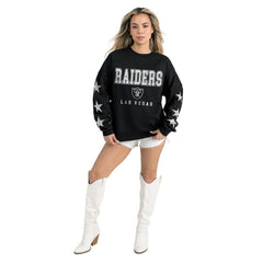 Las Vegas Raiders Gameday Couture Women's Velocity Relaxed Rhinestone Pullover Sweatshirt - Black - NFL