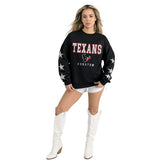 Houston Texans Gameday Couture Women's Velocity Relaxed Rhinestone Pullover Sweatshirt - Black - NFL