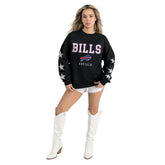 Buffalo Bills Gameday Couture Women's Velocity Relaxed Rhinestone Pullover Sweatshirt - Black - NFL
