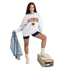Washington Commanders Gameday Couture Women's Traditional Logo Oversized Premium Fleece Pullover Sweatshirt - Ash - NFL