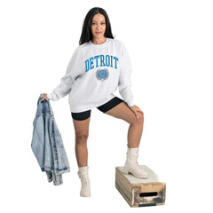 Detroit Lions Gameday Couture Women's Traditional Logo Oversized Premium Fleece Pullover Sweatshirt - Ash - NFL