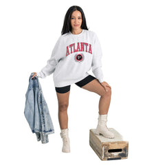 Atlanta Falcons Gameday Couture Women's Traditional Logo Oversized Premium Fleece Pullover Sweatshirt - Ash - NFL