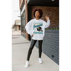 Jacksonville Jaguars Gameday Couture Women's Home Turf Oversized Premium Fleece Pullover Sweatshirt - Ash - NFL