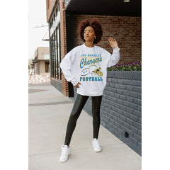 Los Angeles Chargers Gameday Couture Women's Home Turf Oversized Premium Fleece Pullover Sweatshirt - Ash - NFL