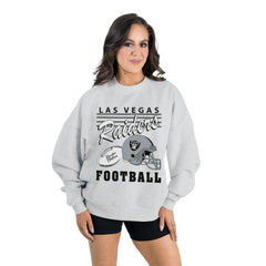 Las Vegas Raiders Gameday Couture Women's Home Turf Oversized Premium Fleece Pullover Sweatshirt - Ash - NFL