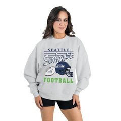 Seattle Seahawks Gameday Couture Women's Home Turf Oversized Premium Fleece Pullover Sweatshirt - Ash - NFL
