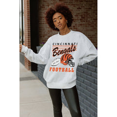 Cincinnati Bengals Gameday Couture Women's Home Turf Oversized Premium Fleece Pullover Sweatshirt - Ash - NFL