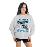 Carolina Panthers Gameday Couture Women's Home Turf Oversized Premium Fleece Pullover Sweatshirt - Ash - NFL
