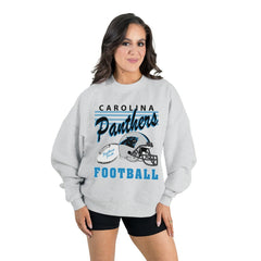 Carolina Panthers Gameday Couture Women's Home Turf Oversized Premium Fleece Pullover Sweatshirt - Ash - NFL