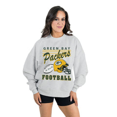 Green Bay Packers Gameday Couture Women's Home Turf Oversized Premium Fleece Pullover Sweatshirt - Ash - NFL