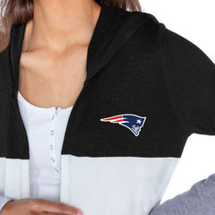 New England Patriots Gameday Couture Women's Tri-Blend Color Block Lightweight Cardigan Hoodie - Black - NFL