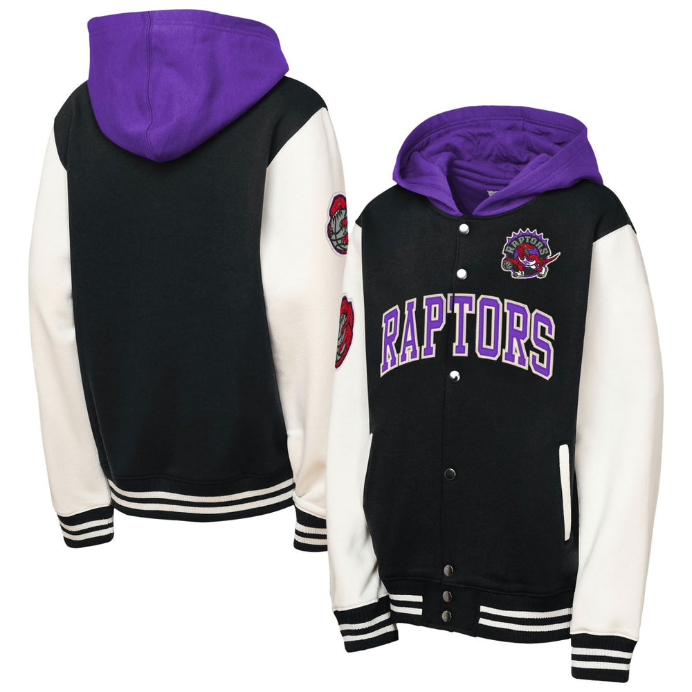 Mitchell & Ness Toronto Raptors Youth Hardwood Classics Courtside Fleece Full-Snap Hooded Jacket Black