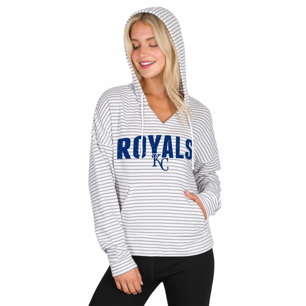 Kansas City Royals Concepts Sport Women's Liftoff Striped V-Neck Hoodie Online