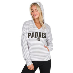 San Diego Padres Concepts Sport Women's Liftoff Striped V-Neck Hoodie Sale