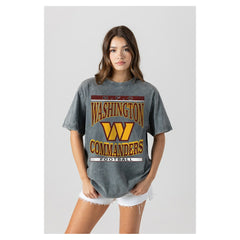 Washington Commanders Gameday Couture Women's Oversized Classic Grind Washed T-Shirt - Gray - NFL