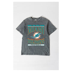 Miami Dolphins Gameday Couture Women's Oversized Classic Grind Washed T-Shirt - Gray - NFL