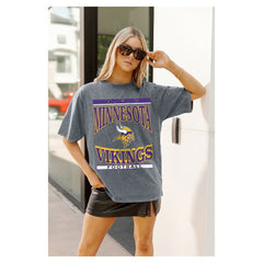 Minnesota Vikings Gameday Couture Women's Oversized Classic Grind Washed T-Shirt - Gray - NFL