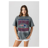 New England Patriots Gameday Couture Women's Oversized Classic Grind Washed T-Shirt - Gray - NFL