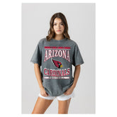 Arizona Cardinals Gameday Couture Women's Oversized Classic Grind Washed T-Shirt - Gray - NFL