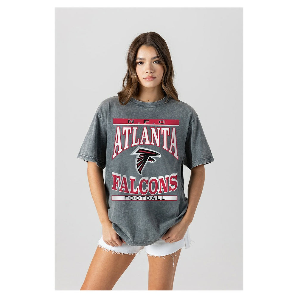 Atlanta Falcons Gameday Couture Women's Oversized Classic Grind Washed T-Shirt - Gray - NFL