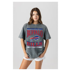 Buffalo Bills Gameday Couture Women's Oversized Classic Grind Washed T-Shirt - Gray - NFL